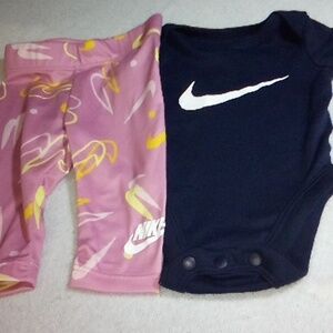 Like New, Nike Newborn Baby Girls Outfit, Bodysuit & Athletic Legging Pants Set